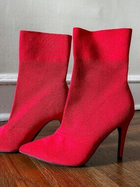 Red Stiletto Sock Boot - Women’s Size 9W
